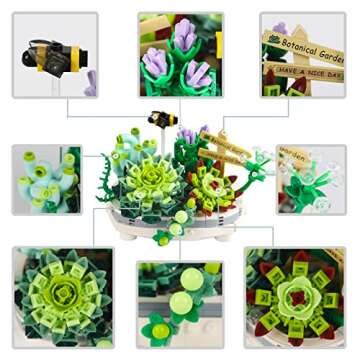 QLT QIAOLETONG Mini Bricks Bonsai Model Creative DIY Simulation Mini Particle Flower Botanical Collection Construction Building Toy (Not Compatible with Major Brands)