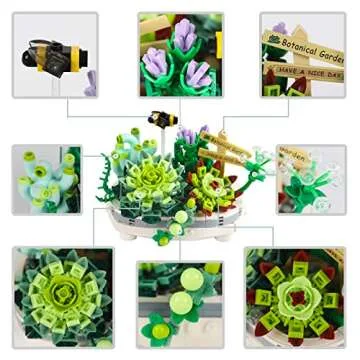 QLT QIAOLETONG Mini Bricks Bonsai Model Creative DIY Simulation Mini Particle Flower Botanical Collection Construction Building Toy (Not Compatible with Major Brands)