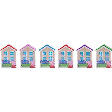 Peppa Pig Mystery House Figure Collection (6-Pack) - Each House has a Surprise Toy Action Figure Character Inside - Great Gift, Easter BasketStuffer & Party Favor for Kids - Ages 2+