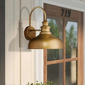 zeyu 2 Pack Industrial Gooseneck Wall Light, 11 inches Barn Light Fixture, Gold Finish, 02A390-2 AG