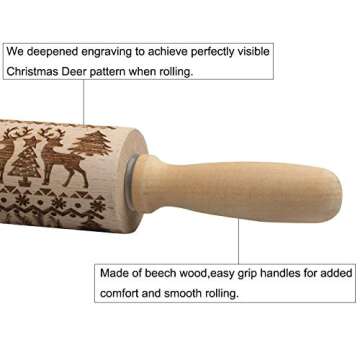 Embossed Rolling Pin for Christmas Gifts for Women