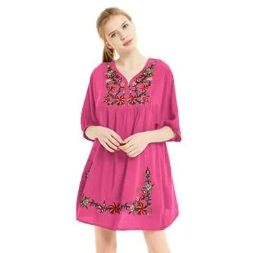 Shop futurino Mexican Embroidered Floral Dress for Women