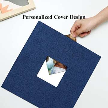 Vienrose Large Photo Album Self Adhesive for 4x6 8x10 Pictures Linen Scrapbook Album DIY 40 Blank Pa...