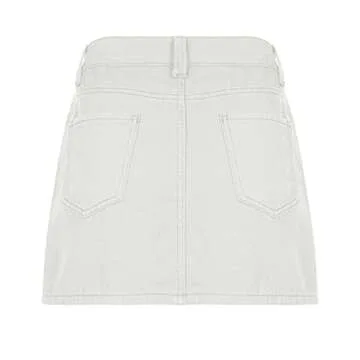Multitrust Women Y2K Denim Mini Skirts Low Waist Pleated Gothic Cargo Shorts Skirt A-line Mini Skirt Dresses Streetwear (Cargo Creamy White, S)