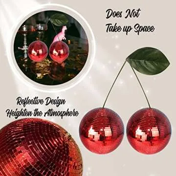 2022 New Cherry Shaped Disco Ball Decor Handmade Mirror Glass Brick Cherry Disco Ball Bar Party Home Hanging Decorations Red-M