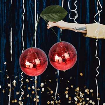 2022 New Cherry Shaped Disco Ball Decor Handmade Mirror Glass Brick Cherry Disco Ball Bar Party Home Hanging Decorations Red-M