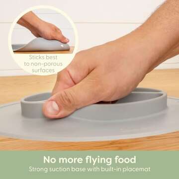 UpwardBaby Suction Plates & Bowls for Baby -Toddler Essentials Silicone Baby Plate & Bowl with 2 Baby Spoons Self Feeding 6 Months - Kids Plates Baby Utensils & Baby Feeding Supplies BPA Free