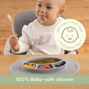 UpwardBaby Suction Plates & Bowls for Baby -Toddler Essentials Silicone Baby Plate & Bowl with 2 Baby Spoons Self Feeding 6 Months - Kids Plates Baby Utensils & Baby Feeding Supplies BPA Free