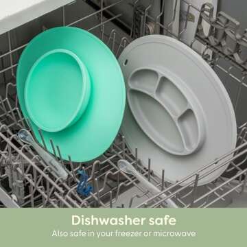 UpwardBaby Suction Plates & Bowls for Baby -Toddler Essentials Silicone Baby Plate & Bowl with 2 Baby Spoons Self Feeding 6 Months - Kids Plates Baby Utensils & Baby Feeding Supplies BPA Free