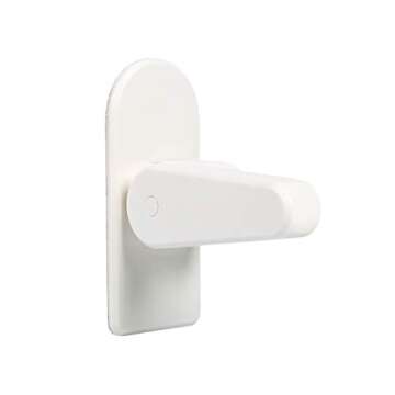 4 Pack Child Proof Door Lever Lock Prevents Toddlers from Opening Doors - One Hand Opertaion Adhesive Baby Proofing Door Handle Safety Locks for Kids