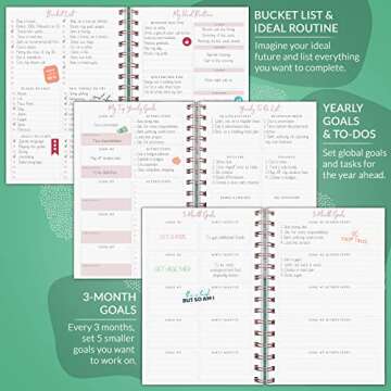 PLANBERRY Weekly Planner – Undated Life Organizer & Budget Planner – Time Management, Goal Setting, to-Do List, Work-Life Balance & Habit Tracker – 6.1″ x 8.1″ (Green Pastures)