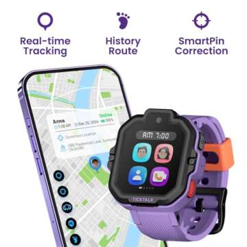 TickTalk5 LTE Kids Smart Watch with GPS Tracker, Phone Watch, Advanced Parental Controls, Video & Voice Calls, Text, School Mode, Free Music, SOS & 911, Safety Alerts, Pre-Installed SIM