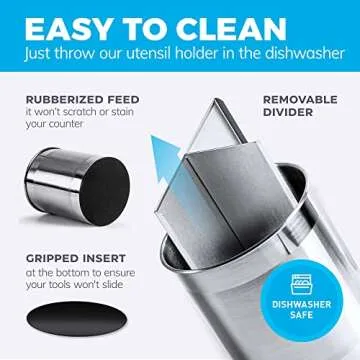 Extra Large Rotating Stainless Steel Utensil Holder Caddy
