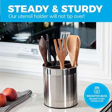 Extra Large Rotating Stainless Steel Utensil Holder Caddy
