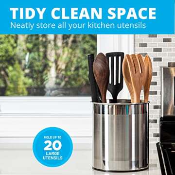 Extra Large Rotating Stainless Steel Utensil Holder Caddy