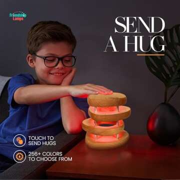 Friendship Lamp® Mid-Century Knotty Alder Wood Design Handmade in USA - Wi-Fi Touch Lamp LED Light for Long-Distance, Connection, Relationship, Friendship, Gift, Over 200 Colors - Set of 2