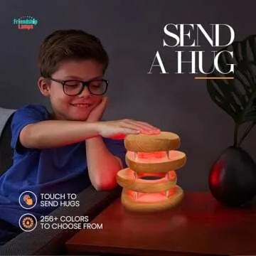 Friendship Lamp® Mid-Century Knotty Alder Wood Design Handmade in USA - Wi-Fi Touch Lamp LED Light for Long-Distance, Connection, Relationship, Friendship, Gift, Over 200 Colors - Set of 2