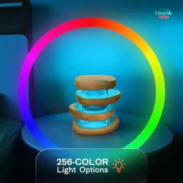 Friendship Lamp® Mid-Century Knotty Alder Wood Design Handmade in USA - Wi-Fi Touch Lamp LED Light for Long-Distance, Connection, Relationship, Friendship, Gift, Over 200 Colors - Set of 2