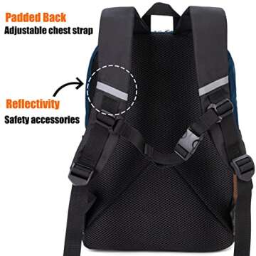 HawLander Little Kids Backpack for Boys Toddler School Bag Fits 3 to 6 years old, 15 inch, Navy Orange