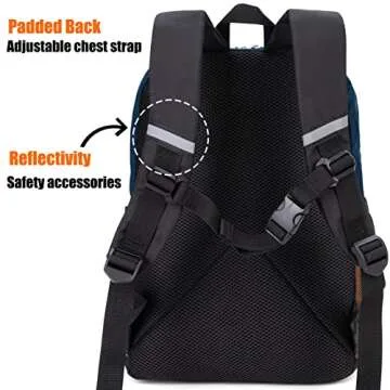 HawLander Little Kids Backpack for Boys Toddler School Bag Fits 3 to 6 years old, 15 inch, Navy Orange