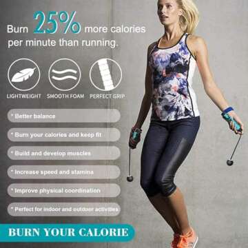 Lightweight Adjustable Ropeless Jump Rope for Fitness Workouts