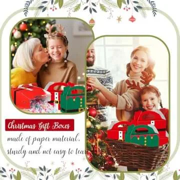 Cholemy 100 Pieces Christmas Gift Boxes 3D Xmas Paper Cardboard Treat Box Santa Claus Elf Cookie Goodie Candy Boxes for Holiday Christmas Party Favor Supplies