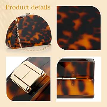 Clutch Purses Women Semicircle Evening Bag Crossbody Bag for Women Elegant Handbags for Wedding Cocktail Party Prom Banquet (Leopard Print)