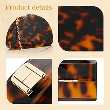 Clutch Purses Women Semicircle Evening Bag Crossbody Bag for Women Elegant Handbags for Wedding Cocktail Party Prom Banquet (Leopard Print)