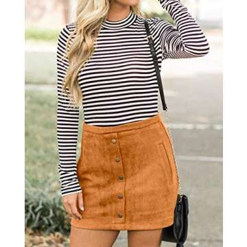 Meyeeka High Waist Faux Suede Mini Pencil Skirt in Khaki