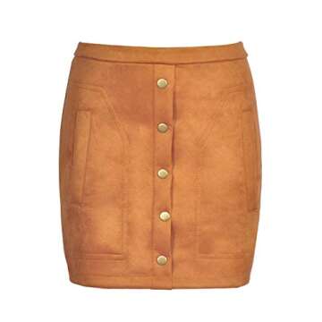 Meyeeka High Waist Faux Suede Mini Pencil Skirt in Khaki