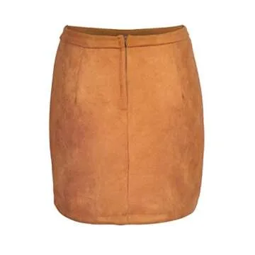 Meyeeka High Waist Faux Suede Mini Pencil Skirt in Khaki