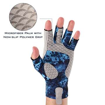 KastKing La Sal Fishing Gloves UPF50+ Sun Gloves UV Protection Fingerless Gloves Men Women for Outdoor, Kayaking, Rowing, Paddling, Canoeing, Hunting
