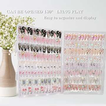 Large Clear Press on Nails Storage Box, Empty Press on Nails Packaging Box Set with Double-sided Adhesive Tape and 50 Arcylic Nail Display Stand Can Be Used to Store and Store Personal Items