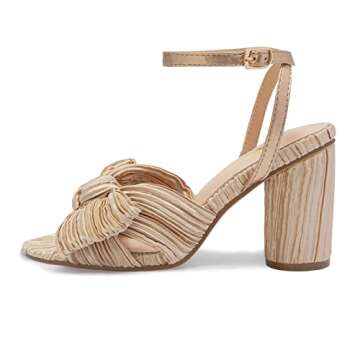 Athlefit Women's Open Toe Chunky Heels Pleated Bow Ankle Strap Heeled Sandals Wedding Bridal Shoes G...