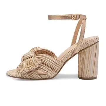 Athlefit Women's Open Toe Chunky Heels Pleated Bow Ankle Strap Heeled Sandals Wedding Bridal Shoes G...