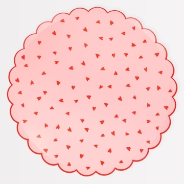 Meri Meri Heart Pattern Dinner Plates Pack of 8 - Perfect for Baby Showers and Valentine's Day