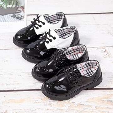 KIDSUN Toddler Boy’s Girl’s Dress Shoes Comfort Lace-Up Oxford School Uniform Shoes Loafer Flats...