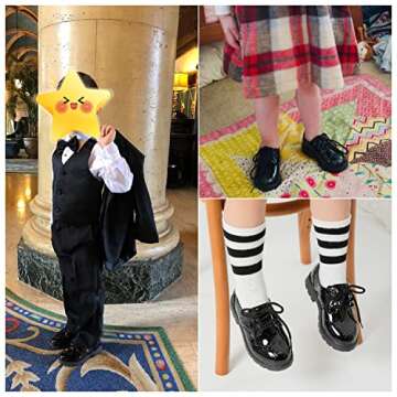 KIDSUN Toddler Boy’s Girl’s Dress Shoes Comfort Lace-Up Oxford School Uniform Shoes Loafer Flats (Toddler/Little Kid) E-Black