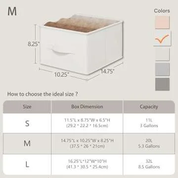 LayerSpace 3 Pack Fabric Storage Bins for Shelves | 14.75x10.25x8.25in Closet Storage Baskets | Collapsible Storage Bins |Fabric Closet Organizers with Handles | White