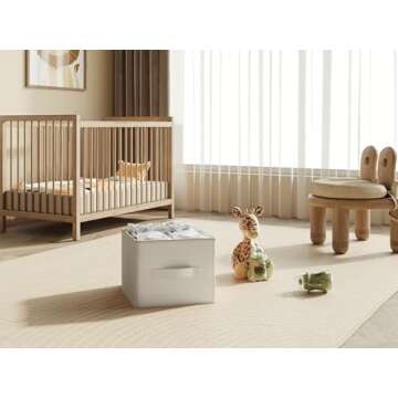 LayerSpace 3 Pack Fabric Storage Bins for Shelves | 14.75x10.25x8.25in Closet Storage Baskets | Collapsible Storage Bins |Fabric Closet Organizers with Handles | White