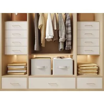 LayerSpace 3 Pack Fabric Storage Bins for Shelves | 14.75x10.25x8.25in Closet Storage Baskets | Collapsible Storage Bins |Fabric Closet Organizers with Handles | White