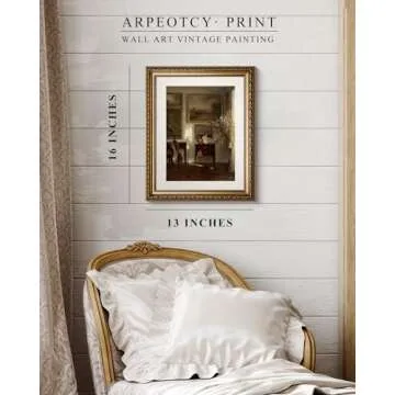 ARPEOTCY Vintage Gold Framed Wall Art, Still Life Interior Cello Landscape Paintings Victorian Farmhouse Wall Decor for Living Room Bedroom Bathroom Canvas Prints Antique Picture Frame 13x16 inch