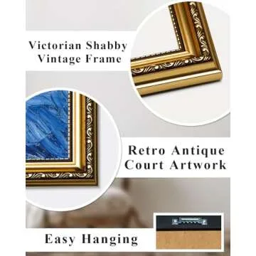 ARPEOTCY Vintage Gold Framed Wall Art, Still Life Interior Cello Landscape Paintings Victorian Farmhouse Wall Decor for Living Room Bedroom Bathroom Canvas Prints Antique Picture Frame 13x16 inch