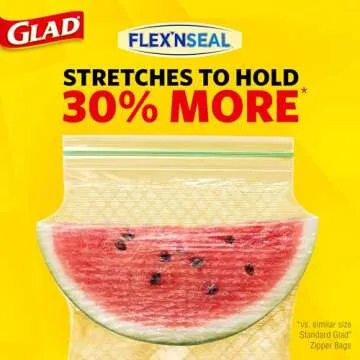 Glad Flex'N Seal Food Storage Plastic Bags, Sandwich, 100 Count, Pack of 4