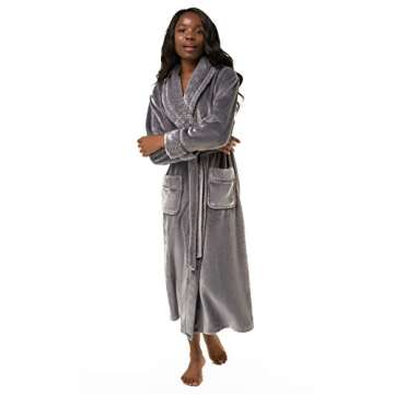 Turquaz Plush Robes For Women, Soft Warm Fleece Bathrobe for Women, Long Comfy Women's Robe
