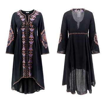 R.Vivimos Womens Cotton Embroidered High Low Long Dresses XL Black