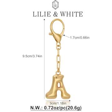 LILIE&WHITE Gold Keychain For Women With Letter Charm Gold Bag Charm Handbag Key Pendant Fashion Alphabet A Keychain Accessories Charms Jewelry Gift