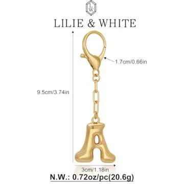 LILIE&WHITE Gold Keychain For Women With Letter Charm Gold Bag Charm Handbag Key Pendant Fashion Alphabet A Keychain Accessories Charms Jewelry Gift