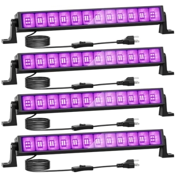 Onforu 4 Pack 42W LED Black Lights, Blacklight Bars with Plug and Switch, Glow in The Dark Party Sup...