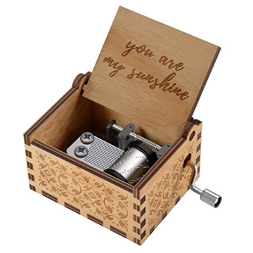 You are My Sunshine Wood Music Boxes,Laser Engraved Vintage Wooden Sunshine Musical Box Gifts for Bi...